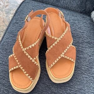 Stylish Brown Sandals with Contrast Stitching